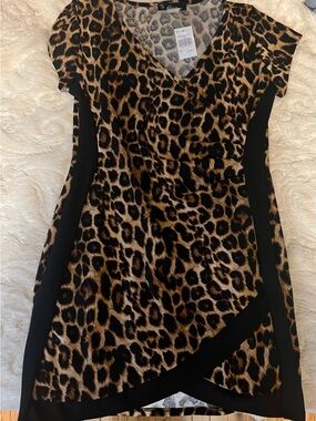 Rainbow Leopard Print stretchy dress in Black and Brown.